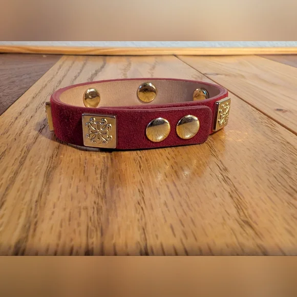 Rustic Cuff "This Too Shall Pass" Gold and Burgundy Bracelet Set - Picture 5 of 5